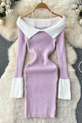 Elegant Off Shoulder Package Hips Mini Dress Halter Party Dress